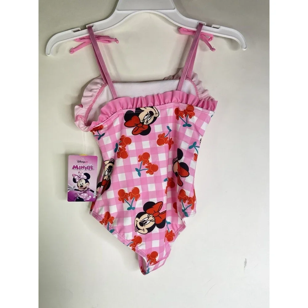 Disney Minnie Mouse Cherry Gingham One Piece Swimsuit Swimwear Girls Size 5